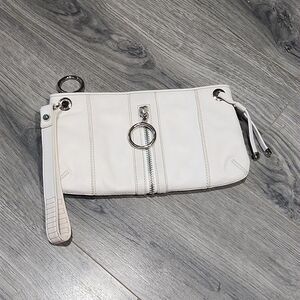 Vintage White Leather Via Spiga Clutch Wristlet Bag